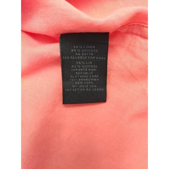 Lagascaron Mens XL Coral Linen Blend Short Sleeve Button-Up Shirt. - Picture 4 of 8